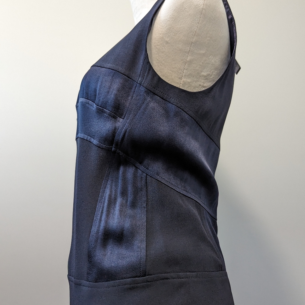 JOSEPH Navy Satin Crepe Midi Dress - Picture 7 of 14